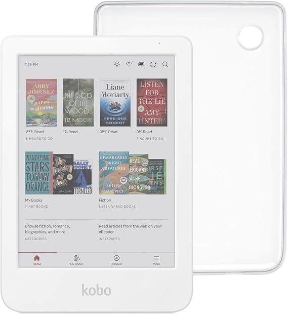 Kobo Clara Colour eReader (White) with Case Bundle (Clear Case, Case Bundle)