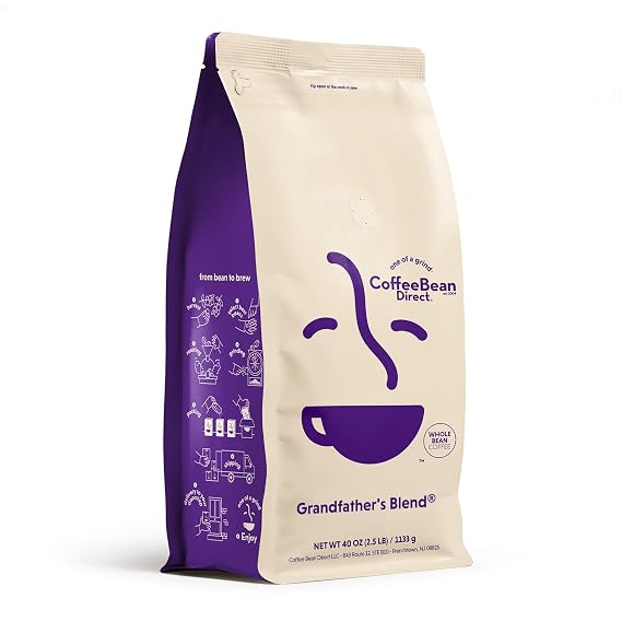 Coffee Bean Direct Grandfather's Blend, Whole Bean, 2.5lb Bag