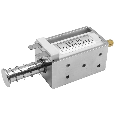 Lead Switch Closing Electromagnet,DC12V,Push-Pull Solenoid Electromagnet with End-Mounted Design,35mm Stroke, Durable Linear solenoid for Automation and DIY Applications(terminal connecting)