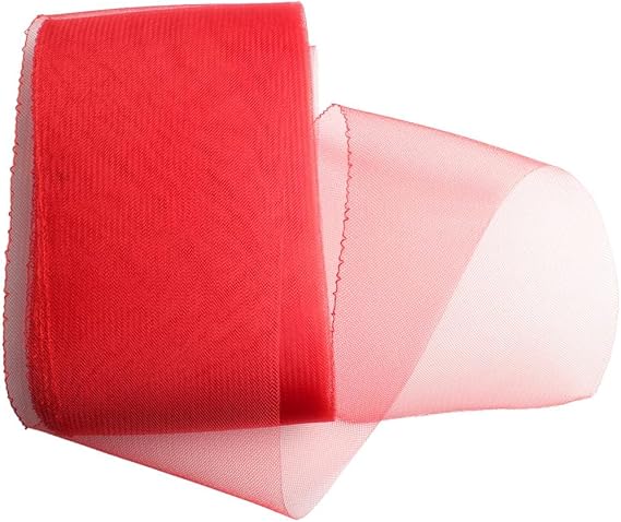 Milageto 6 INCH Heavy Crinoline Flexible Horsehair Braid Wedding Millinery Fascinator, Red