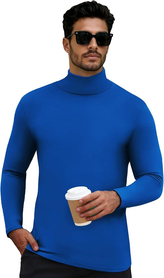 Men's Thermal Turtleneck Basic Layer Lightweight Pullover Sweater Long Sleeve Fleece Lined Athletic Warm Undershirt