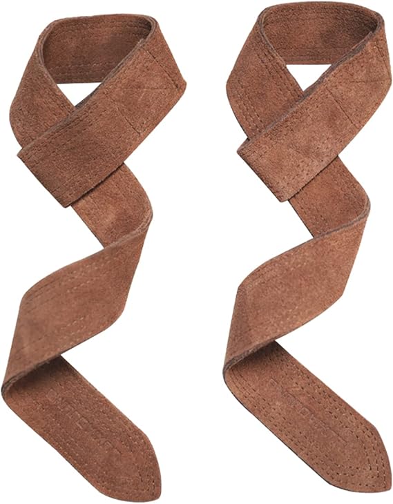 LUXIAOJUN Leather Lifting Wrist Straps, Cowhide Suede Lifting Straps Wrist Support for Powerlifting, Heavy Workout, Strength Training