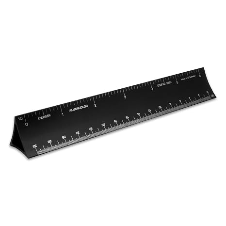 Alumicolor 6-inch Aluminum Engineer Hollow Scale for School, Office, Art and Drafting, 6IN, Black