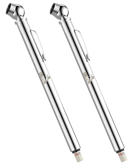 UNCO- Pencil Tire Pressure Gauge, 2 Pack, 10-75 PSI, Stainless Steel Body