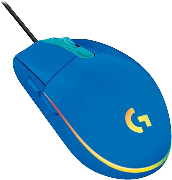 Logitech G203 Prodigy Wired Gaming Mouse, 8,000 DPI, RGB, Lightweight, 6 Programmable Buttons, On-Board Memory, Compatible with PC/Mac - Blue