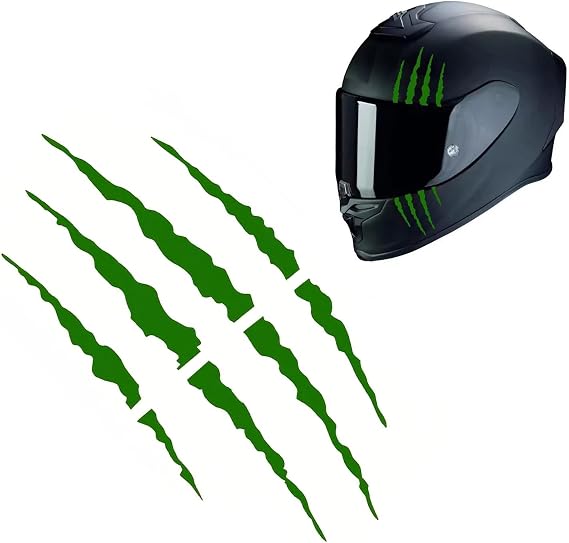 Motorcycle Helmet Stickers, Cool DIY Monster Claw Scratched Helmet Decals, Waterproof Reflective Striped Stickers, Universal for Decorating Helmets, Vehicles, Laptops, Walls (Green)