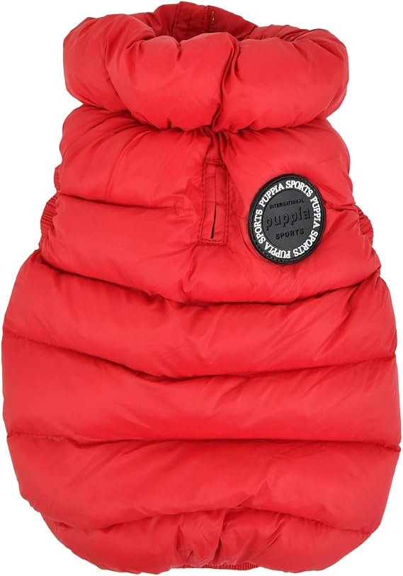 Puppia Winter Ultralight Dog Coat A Waterproof Warmth for Cold Weather Zipper Closure for Small and Medium Dogs, RED, Medium