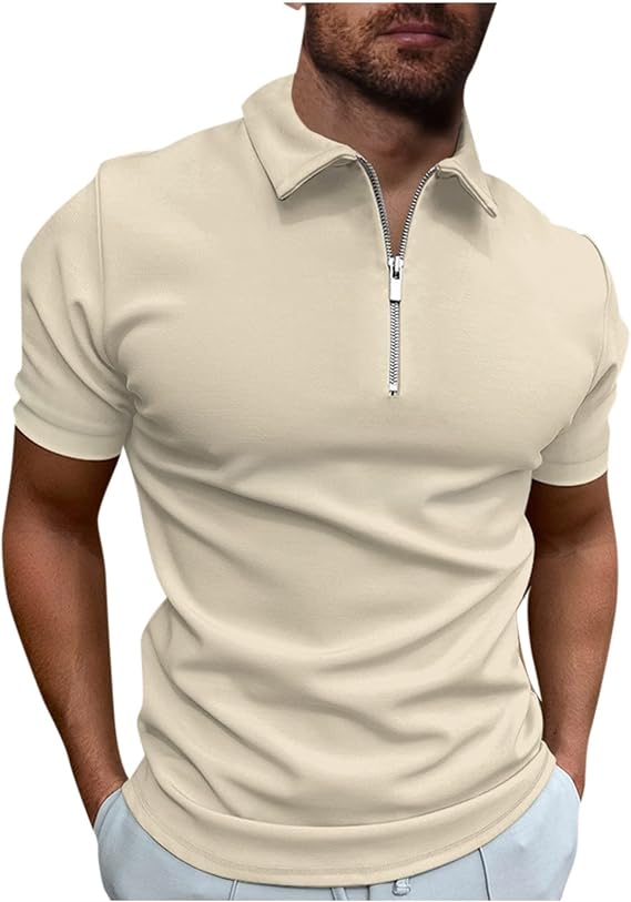 Ymosrh Men's Polo Shirts Summer Sports Short Sleeve Golf Youth Zipper Casual Top Shirts, S-5XL