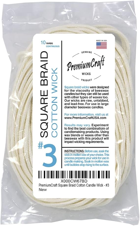Square Braid Cotton Candle Wick - #3