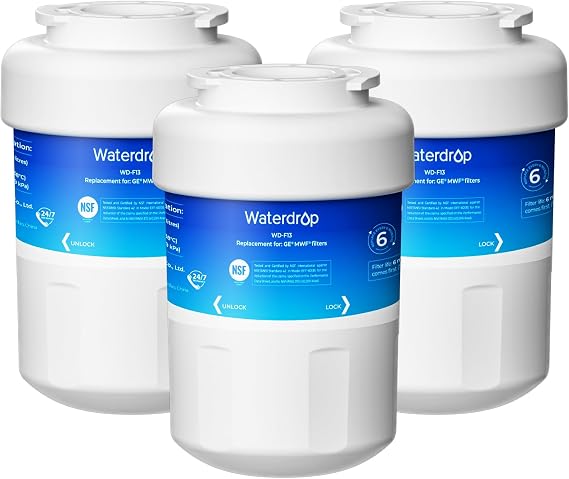 Waterdrop WD-F13 Refrigerator Water Filter Replacement for GE MWF, 3 Pack