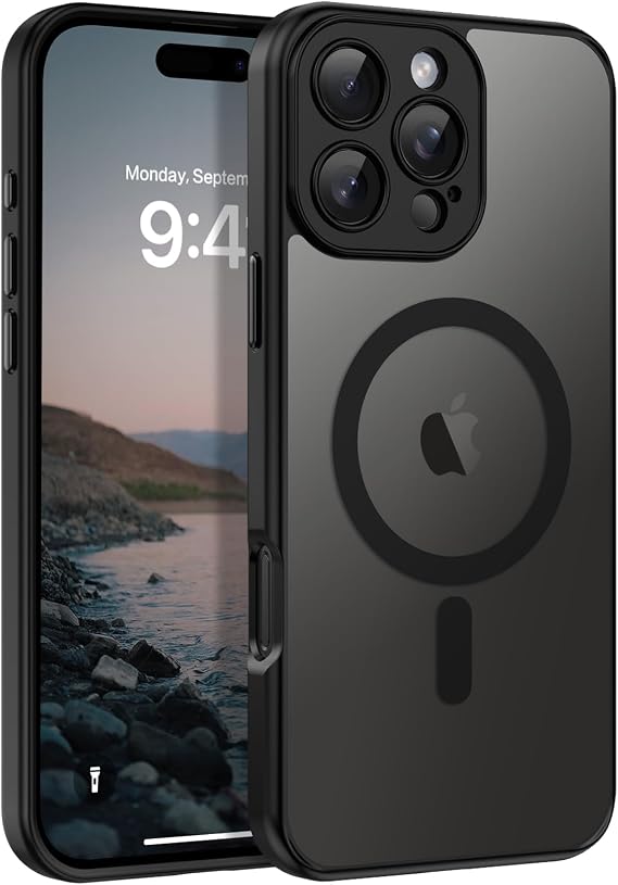 BENTOBEN Magnetic for iPhone 16 Pro Case, iPhone16Pro Phone Case [Full Camera Protection] [Compatible with Magsafe], Translucent Matte Shockproof Protective Cover for iPhone 16Pro 6.3inch, Black