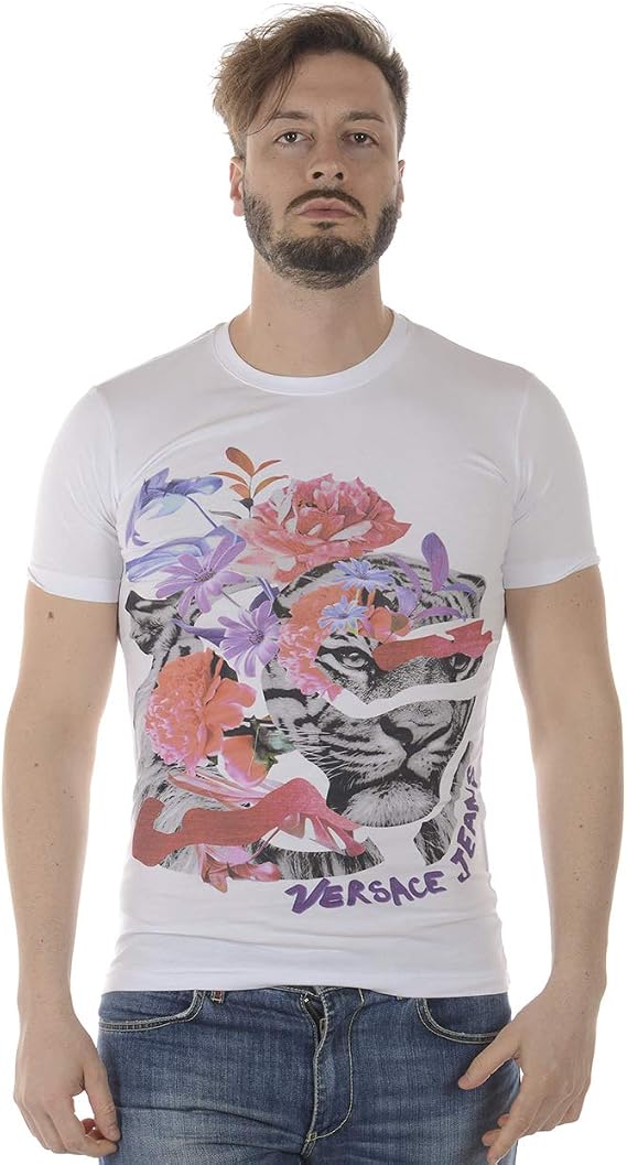 Versace Jeans - MenS T-Shirt B3GRA73A White Print 19 EXTRASLIM MC