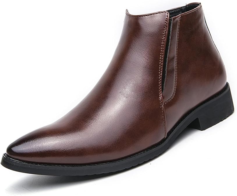 Men's Leather Dress Boots Classic Side zipper Chukka Ankle Boots Polish Retro Ankle
