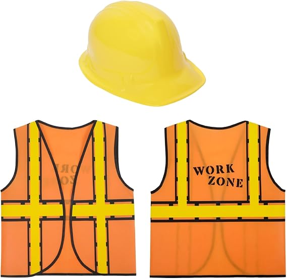 BLUE PANDA Construction Hats Costume Kit - One Size Fits Most, Multicolor, 6-Pack - Construction Vests & Hard Hats for Birthday Parties & Classroom Activities