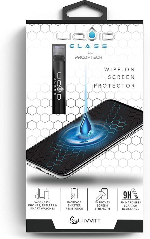 LIQUID GLASS Screen Protector for All Smartphones Tablets and Watches Scratch and Shatter Resistant Wipe On Nano Protection for Up To 4 Devices - Bottle