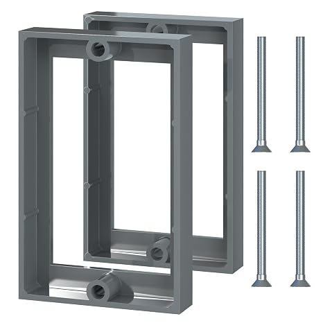 ABS 1/2 Inch Outlet Box Extender, Single Gang, Gray, 2 Pack | Single Gang Outlet Box Extender, 1/2 Inch Extension, ABS Material, Fits Outlets and Switches, Includes Screws