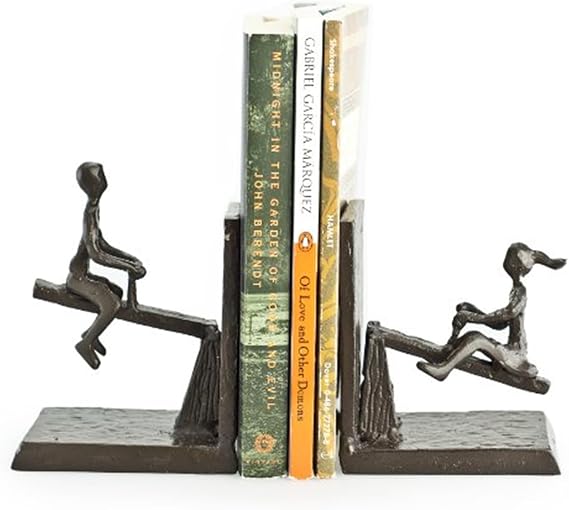 Danya B. ZI13023 See-Saw Metal Bookend Set. Iron Metal Art for Home and Office Decor Decorative bookends for Shelves. Perfect Accents for Your Book Shelf or Coffee Table Book Organization