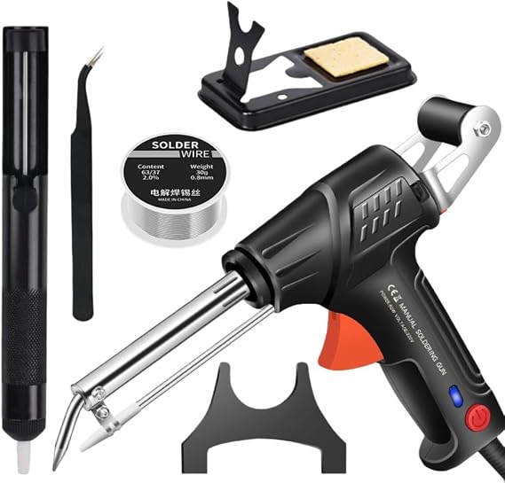 Internal Heating Industrial Laser Welding Tool, Multifunctional Handheld, Automatic Soldering Iron and Internal Heating Function, Rust Resistant Cutting and Welding for Home DIY Use Black 5 Piece Set