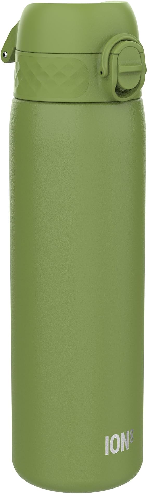 ion8 Çelik içecek şişesi, 600 ml, sızdırmaz, tek elle açılır, güvenli kilitleme, bulaşık makinesinde yıkanabilir, katlanır kapak, taşıma sapı, kolay temizlenir, uzun ömürlü ve çizilmez, haki yeşili
