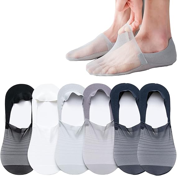 No Show Socks Women Men Flats Low Cut Liner Non Slip 6 Pairs