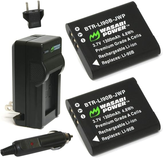 Wasabi Power DB-110 Battery (2-Pack) and Charger for Ricoh GR III, GR IIIx, Theta X, WG-6, and G900, G900 II, G900SE II