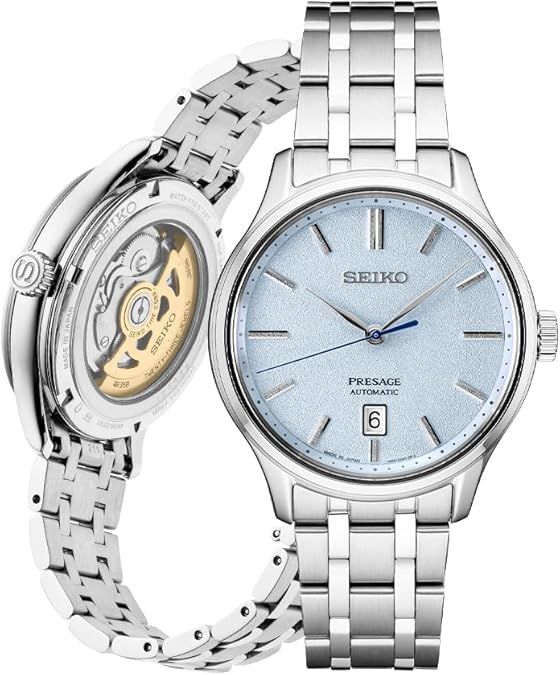 SEIKO SRP53- Presage Collection - Patterned Stone Blue Dial - Stainless Steel Wrist Band, Sapphire Crystal Display - Water-Resistant 30M