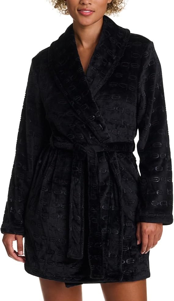bebe Womens Mid-Length Plush Pajama Lounge Robe Bathrobe
