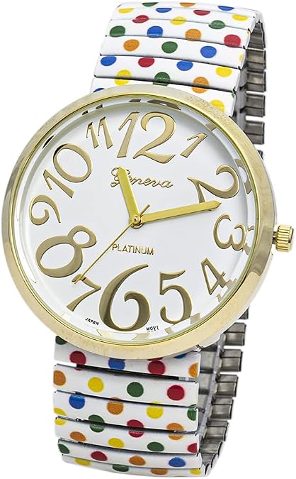 Collections Women's 41mm Case Polka Dots Design Stretch Band Watch