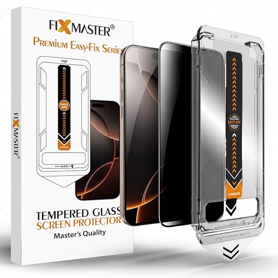 Ghost (Privacy) Tempered Glass Compatible with Fixmaster iPhone 14 Pro Max, Easy Fix Easy Installation Series High Quality Screen Protector
