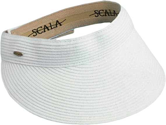 Scala - Sun Visor Hat for Women, Paper Braid, Wide Brim, UV Protection