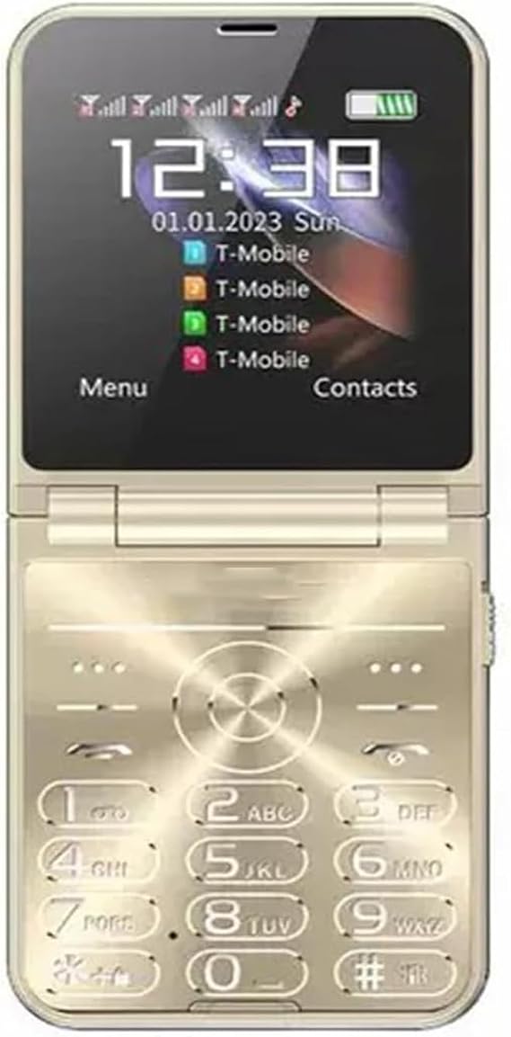 Mini 15 Pro Cellphone 2025 Unlocked Phone, Smallest Mobile Phone Replacement for iPhone, Elderly Mobile Phone, Flip, Quad SIM, 1200mAh, 2.6 HD inch (Gold)