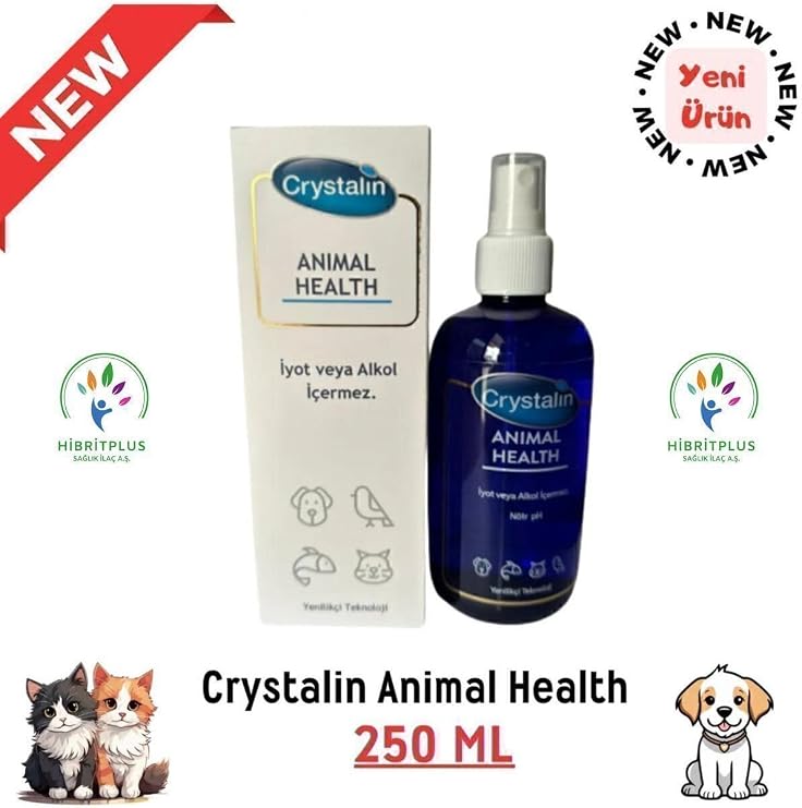 Crystalin Hayvan Sağlığı Antiseptik ve Dezenfektan Sprey, 250 ml 8680508040164