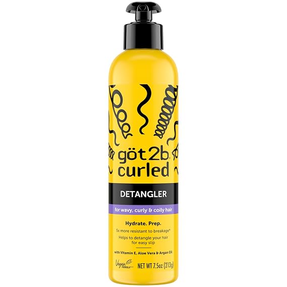 got2b Curled Detangler, Leave-In Detangler for Curly Hair | Leave-in curl detangler; easy slip, detangles in one step; type 2-4 wavy, curly & coily hair; vegan; Aloe, Vit E, Argan Oil