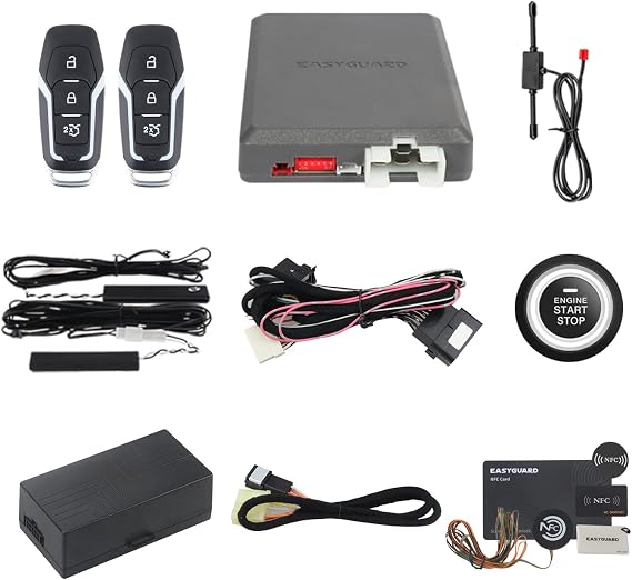 EASYGUARD Semi Plug and Play, PKE Remote Starter kit, with Passive keyless Entry, Push Start Button, keyless Start, Fit for Key Start Gas Engine Ford F150 2015-2020 only