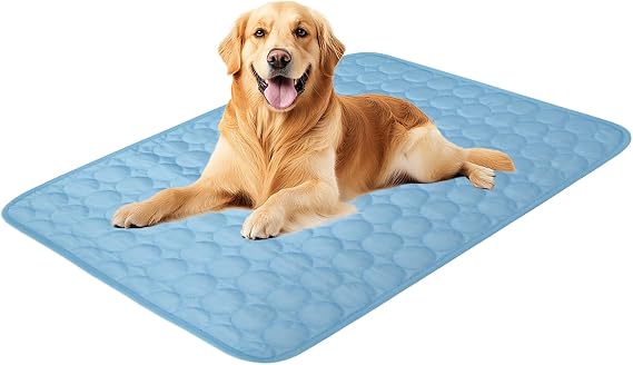 Dog Cooling Mat,2025 Upgrade Pet Cooling Mat for Dogs Cats,Summer Ice Silk Cool Mats & Sleeping Pad for Indoor or Outdoor,Perfect as Blanket for Kennel Sofa Bed Floor Car (Blue, Small, 19.6"x15.7")