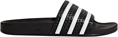 adidas Originals Adilette Mens Pool Flip Flop Slide Sandal BlackWhite - UK 10