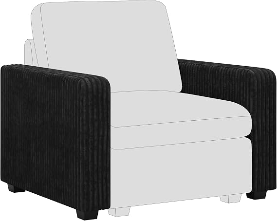 Belffin Armrest for Modular Sectional Sofa Modular Couch Armrest Part for Corduroy Sectional Couch Black