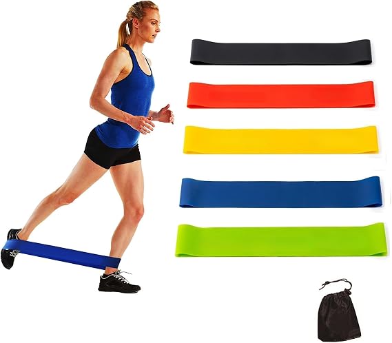 Resistance Cycle Exercise Bands for Exercise Elastic Exercise Band for Women and Men Home Gym Yoga Stretch Strength Training Exercise Equipment Basic Fitness Accessories, Set of 5