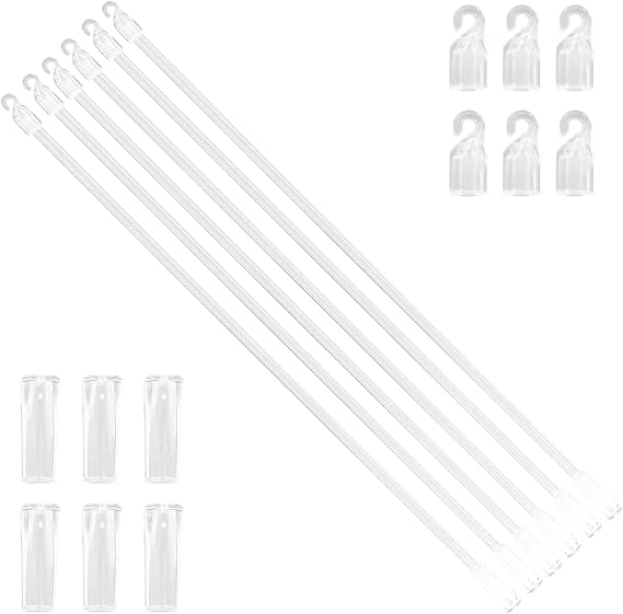 12 Inches 6 Pieces Blind Wand with Hooks, Blind Wand Replacement, Vertical Blinds Replacement Parts with Hook and Grip, Curtain Pull Rod Wand