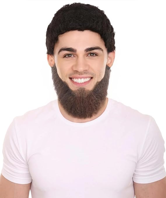 Men's Synthetic Full Beard, Perfect for Halloween & Cosplay and Themed Parties - Dark Brown