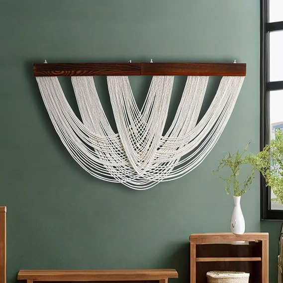 SlenyuBridal 3 Tier Beige Macrame Wall Hanging Decor Dip-Dyed Macrame Wall Decor Wall Art Craftsmanship Fiber Art Boho Chic Wall Decor Modern For Bedroom Livingroom Backdrop 39x23inch