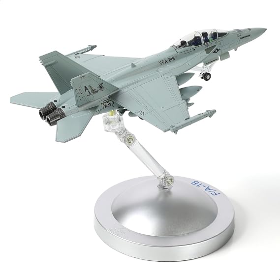 1/100 Scale F/A-18 Super Hornet Fighter Jet Model U.S. Navy Attack Aircraft VAF-213 Blacklions Strike Squadron Fighter Miniature Metal Diecast Airplane Model Kit with Stand for Collection