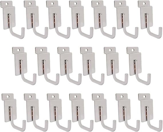 Slatwall ピクチャーハンガー Hdtyyln メタルスラットウォールユーティリティフック20個 商用スラットウォールピクチャーフック、ノッチピクチャーディスプレイフックハンガーフォトフレームペインティングアートセンタースラットパネルシルバー