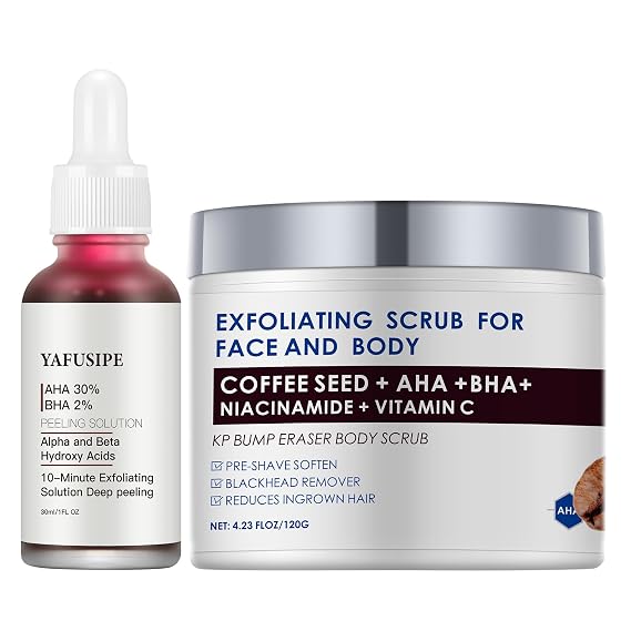 AHA 30% + BHA 2% Peeling Solution Exfoliating AHA 30% BHA 2% Peeling Solution Chemical Peel for Face BHA AHA Mask Red Peel BHA Liquid Exfoliant KP Bump Eraser Body Scrub Ingrown Hair Treatment