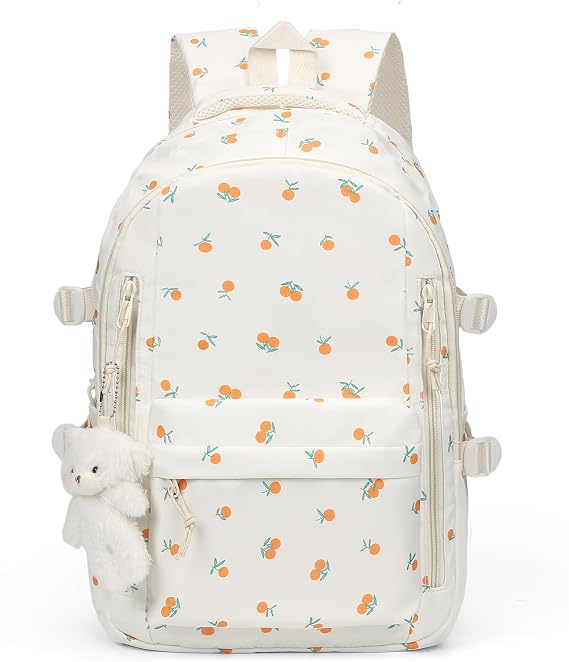 Coquette Orange Backpack - Cute Aesthetic Backpack Kawaii Daypack (A05 Orange)