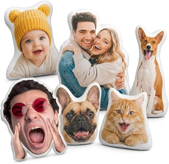 Custom Face Photo Pillow, Personalized Body Shaped Pet Plush Gift