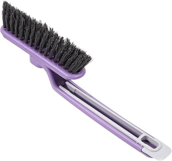 COLLBATH Rotating Crevice Cleaning Brush with Ergonomic Handle for Deep Grooves for Bathroom and Kitchen Stains Bristles for Scrubbing in Window Tracks and Tight Corners