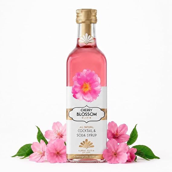 Floral Elixir Co. - All Natural Sakura Syrup for Cocktails & Sodas, Cherry Blossom, 2 oz, Vegan, Gluten-Free