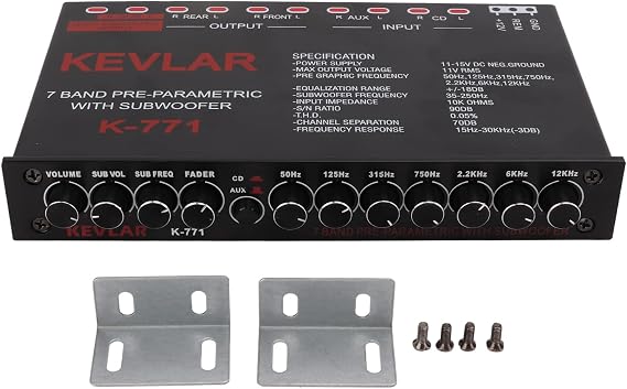 Graphic EQ and Car Stereo Graphic Equalizer, 7 Band Car Audio Graphic Equalizer with Low Pass Filter and Volume Control, High Grade Input Car Equalizer