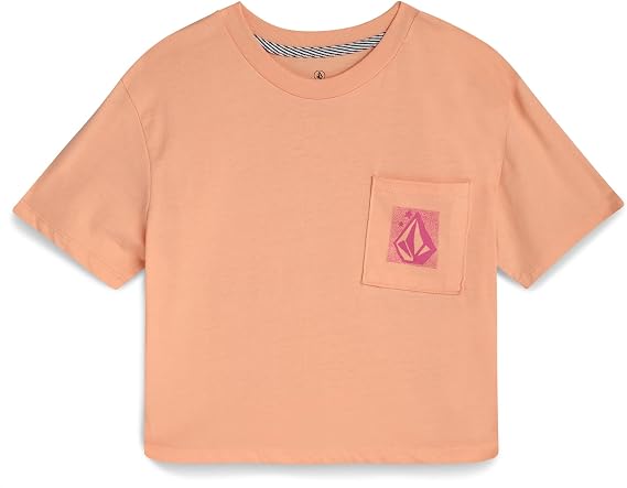 Volcom Girls Crop Top - Short Sleeve Cropped Girls T Shirts Crewneck Summer Tops (Size Runs Small Size Up Recommended)
